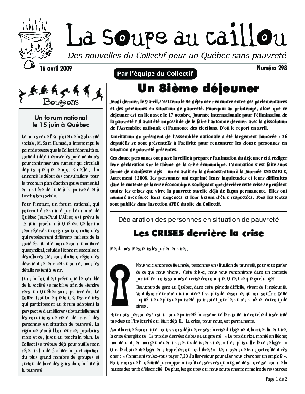 Déjeuner-rencontre avec des parlementaires et annonce d’un forum national à Québec