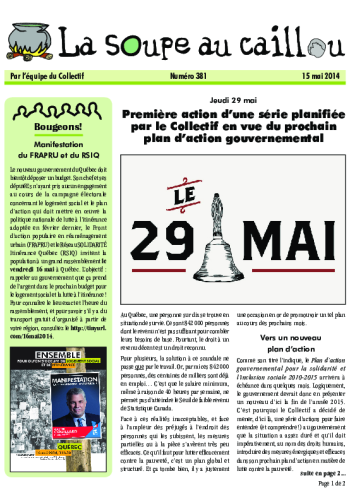 Première action d’une série planifiée par le Collectif en vue du prochain plan d’action gouvernemental