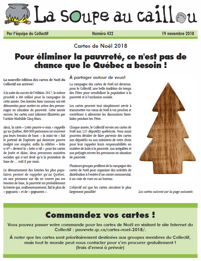 Les cartes de Noël 2018 et le nouveau seuil de pauvreté canadien